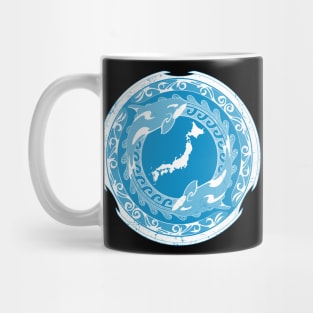 Orcas and map of Japan Mug